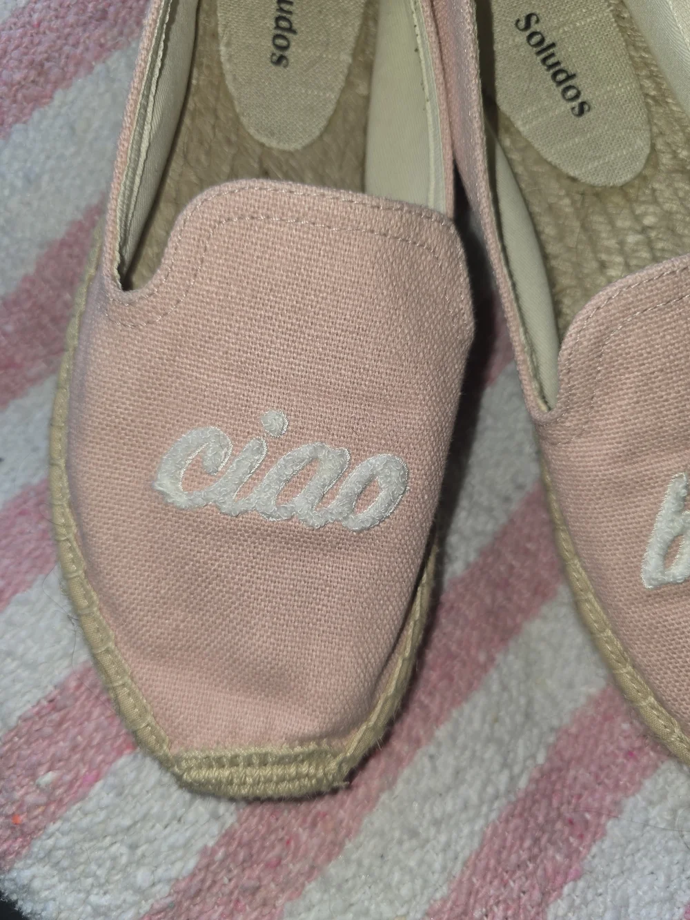 Soludos Pink 'Ciao Bella' Canvas Espadrilles - Women's Size 8